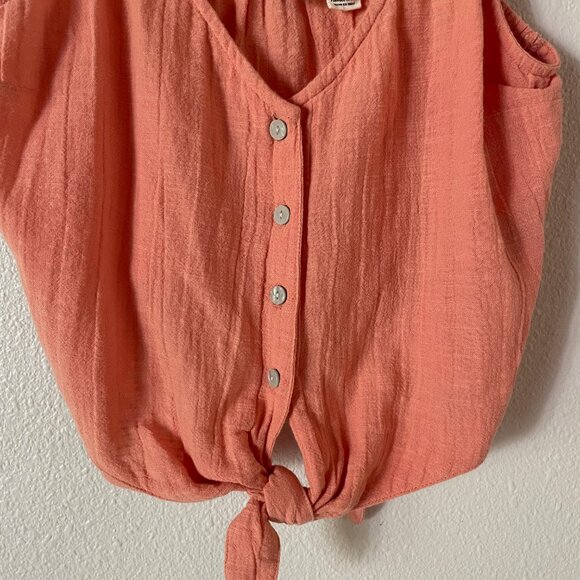 Roxy‎ Tie Button Front Crop Adjustable Strap Top Size XS - Picture 2 of 8